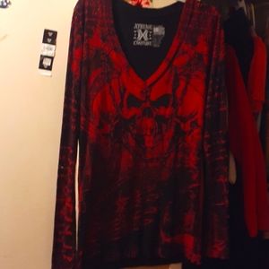 Maroon and black long sleeve tshirt